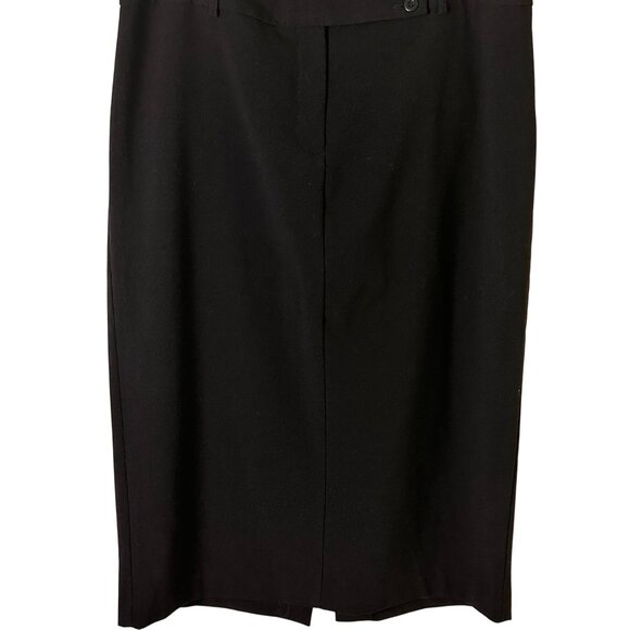 Ellen Tracy Size 14 Midi Unlined Straight Skirt 15" Back Vent & Front Zipper Blk - Picture 7 of 11